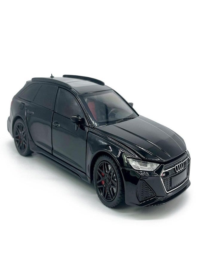 بلس بوينت سيارة لعبة PLUSPOINT RS6 Avant مصبوبة من المعدن، نموذج بمقياس 1:24، سيارة خارقة محاكاة تعمل بالسحب للخلف مصنوعة من سبيكة معدنية مع أضواء وصوت، مناسبة أيضًا للوحة القيادة، للأطفال والكبار (1:24RS6-أسود) - Image 4